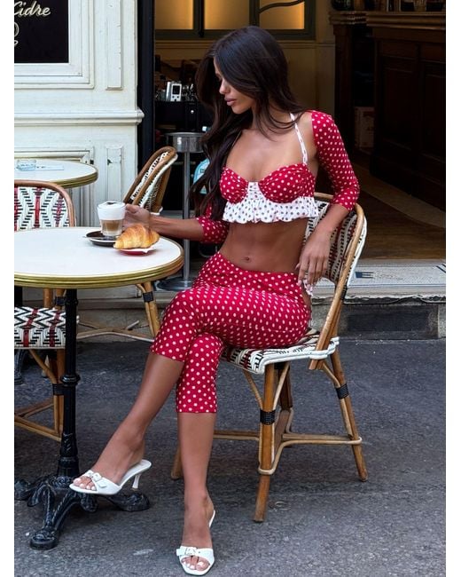 Outcast Red Frieda Capri Pant Polka Dot