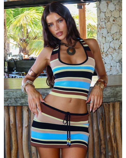 Outcast Blue Zoey Top Multi Stripe