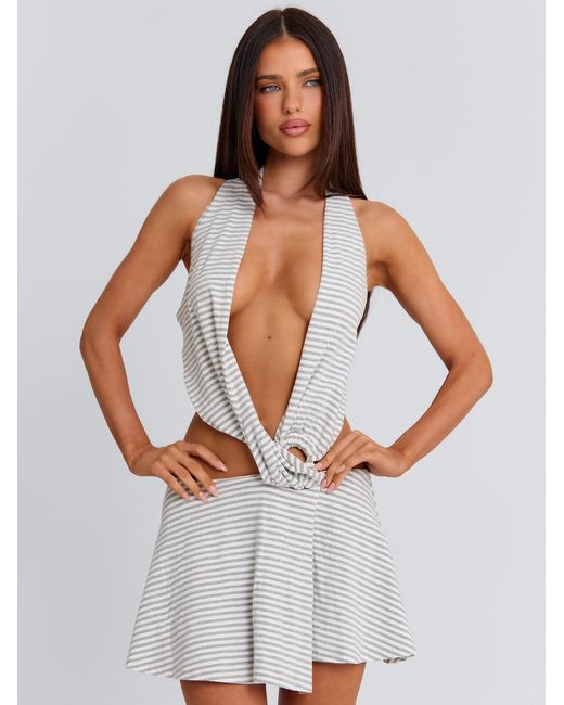 Outcast White Esthae Mini Dress Stripe