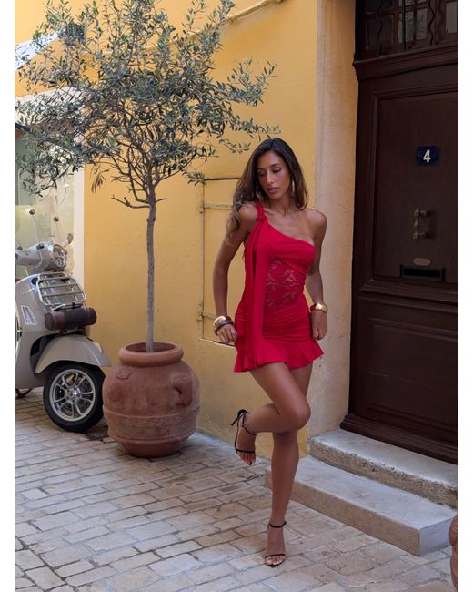 Outcast Nuvola Mini Dress in Red | Lyst