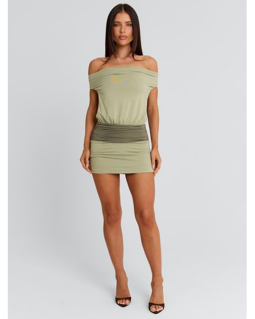 Outcast Green Shilou Mini Dress Sage