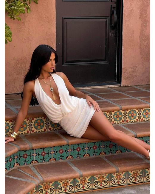 knee length dresses for ladies Kimberly Mini Dress-White  bequeendress