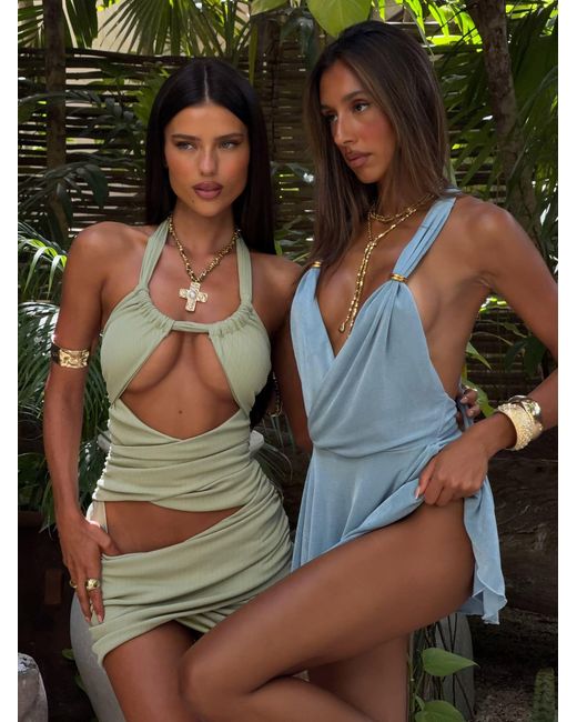 Outcast Green Adai Mini Dress Sage