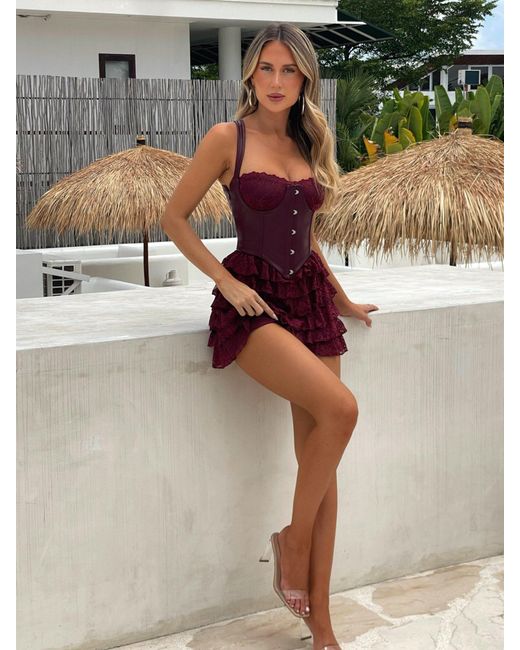 strapless open back dress Anaak Yeha Ruffle Mini Dressin Fluoro Pink main image 0