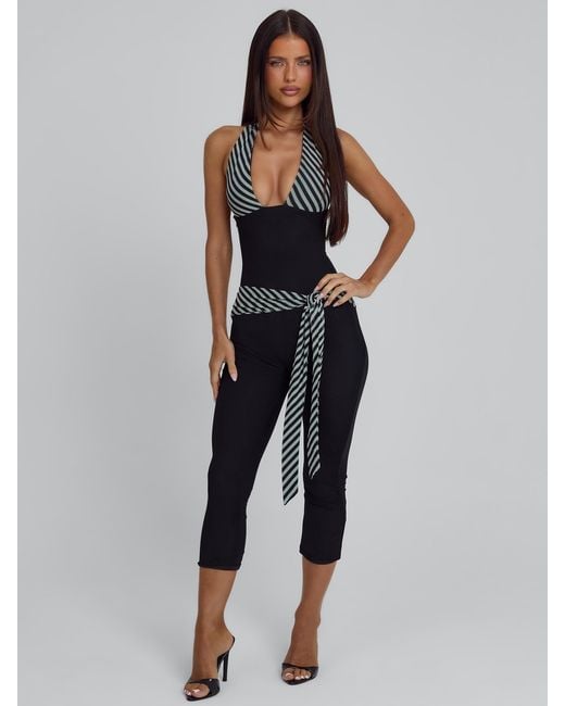Outcast Black Malani Capri Jumpsuit Stripe