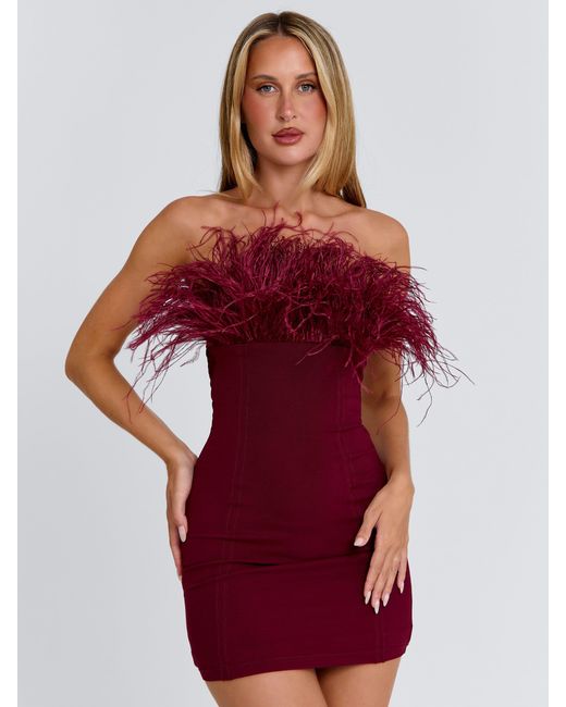 mini dress elegant Sexy Red Mini Dress | One Shoulder Ruffle Dress main image 1