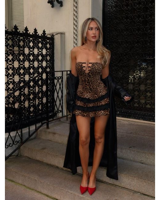 Outcast Black Elayna Mini Dress Leopard