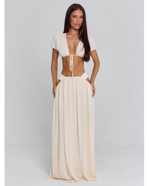 Outcast White Soleia Maxi Skirt Cream