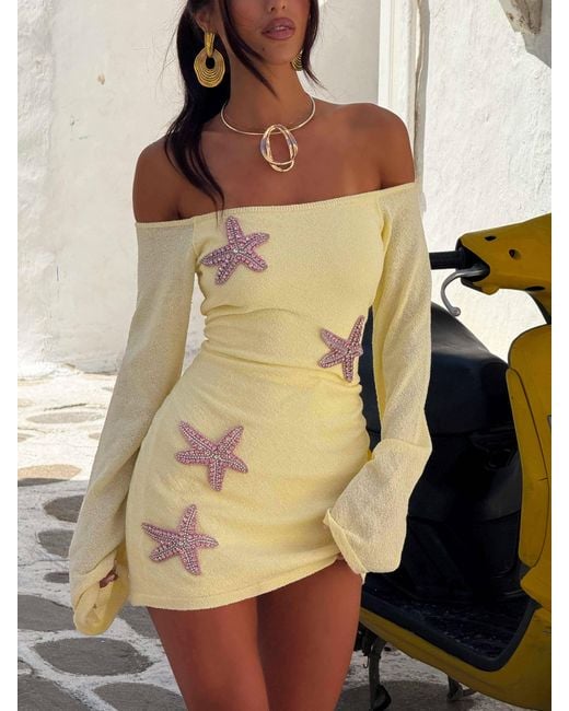 Outcast Natural Maii Mini Dress Lemon