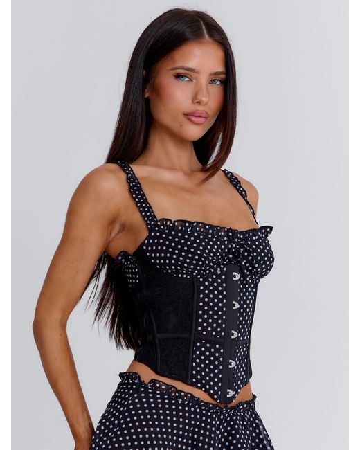 Outcast Blue Fable Corset Polka Dot