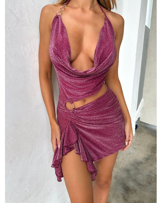 Outcast Red Haven Mini Dress Shimmer