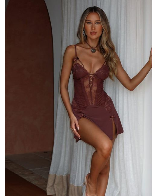 brown lingerie dress Vixen Mini Dress