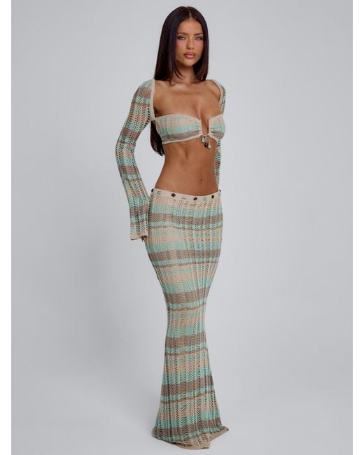 Outcast White Dune Maxi Skirt Stripe