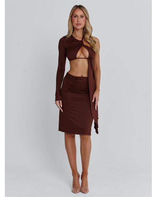 Outcast Brown Serna Midi Dress Chocolate