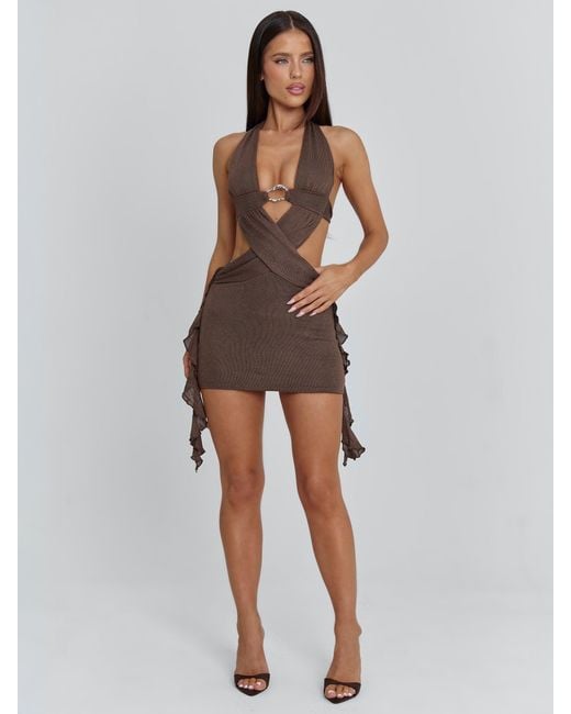 Outcast Green Sammie Mini Dress Dark Taupe