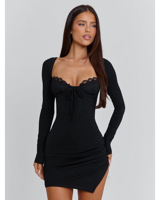 black long sleeve mini dress Winston Black Polka Dot Long Sleeve Mini Dress main image 1