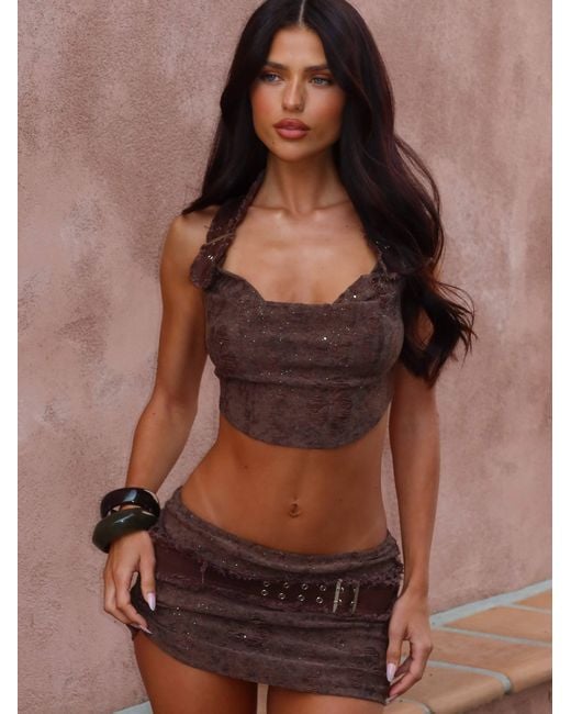 Outcast Brown Evela Mini Skirt Dark