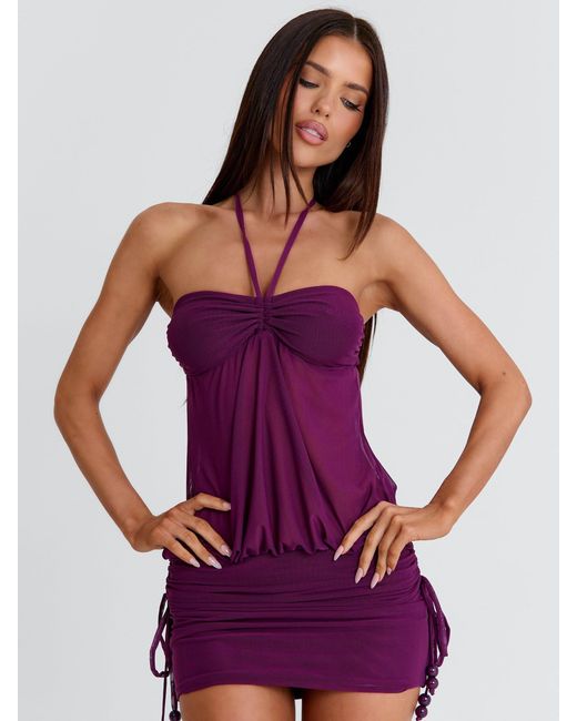 Outcast Purple Pipah Mini Dress Burgundy