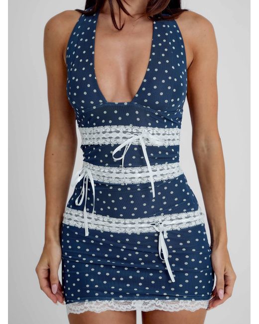 Outcast Blue Dari Mini Dress Polka Dot