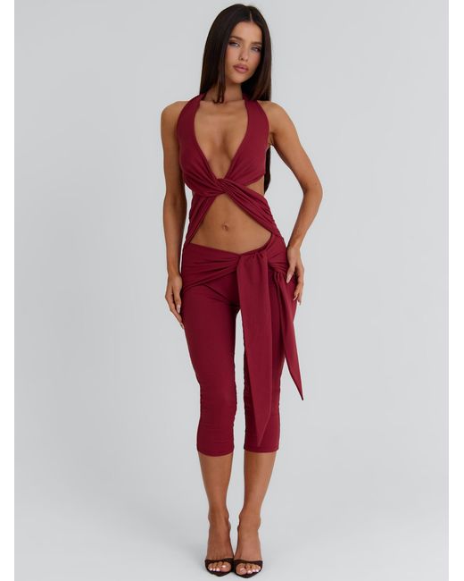 Outcast Red Eugenia Capri Jumpsuit Burgundy