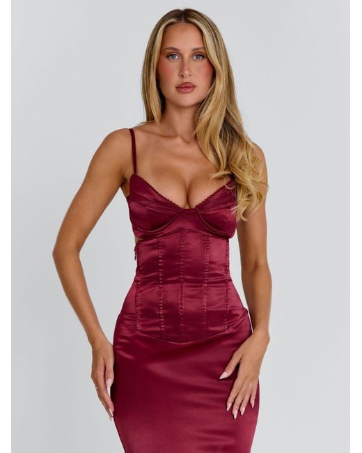 Outcast Red Hollie Midi Dress Burgundy