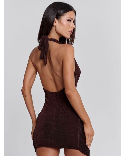sachin and babi light blue dress Brown Ruched Mini Dress with Bead Detail | Chic Style