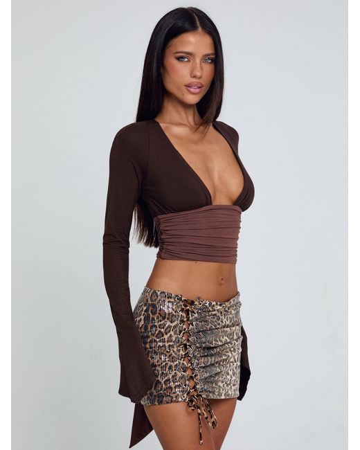 Outcast Blue Lulum Mini Skirt Leopard Sequin