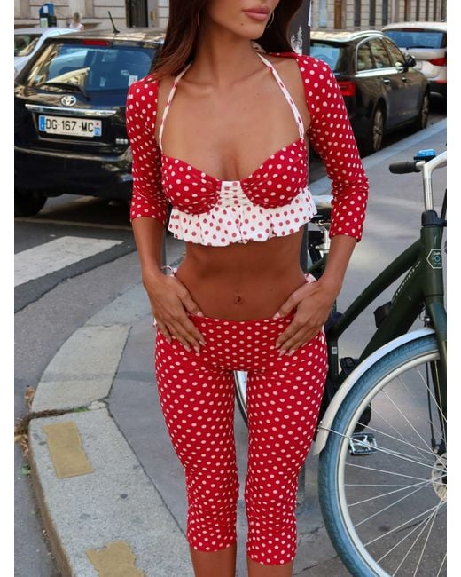 Outcast Red Frieda Capri Pant Polka Dot