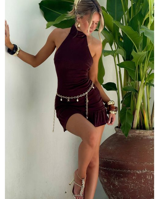 Outcast Women's Green Rolo Mini Dress Chocolate
