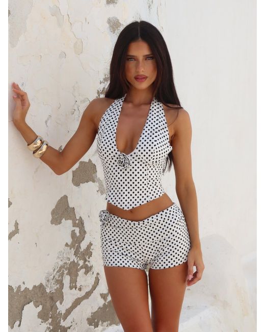 Outcast Brown Piai Corset Top Polka Dot