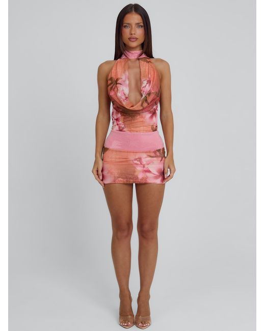 Outcast Green Beverly Mini Dress Kinsea Peach