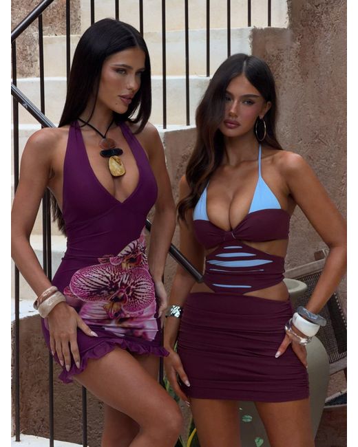 Outcast Purple Rowena Mini Dress Wine