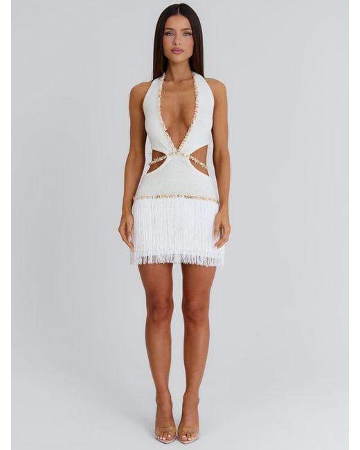 Outcast Red Lores Mini Dress Ivory