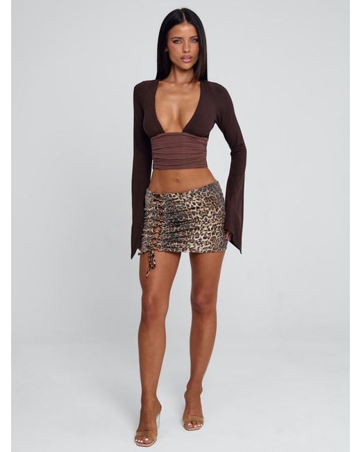 Outcast Blue Lulum Mini Skirt Leopard Sequin