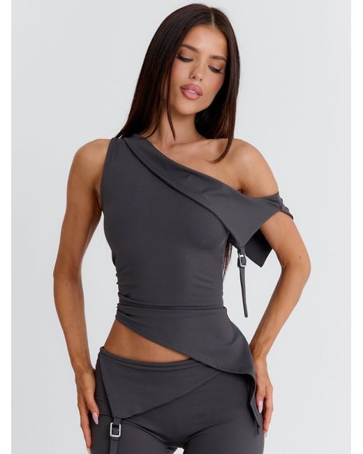 Outcast Gray Juliett Crop Top Dark