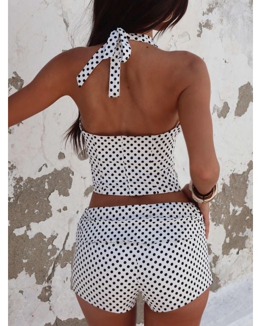 Outcast Women's Brown Piai Corset Top Polka Dot sleeveless tops