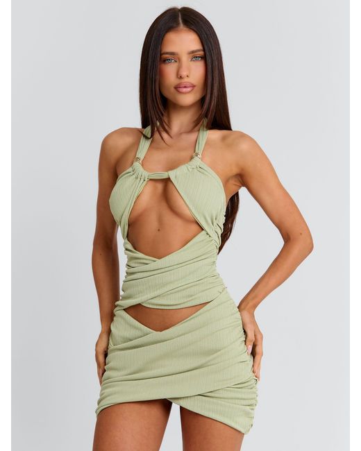 Outcast Green Adai Mini Dress Sage