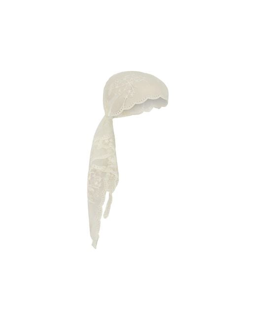 Outcast White Thalia Lace Headscarf Cream