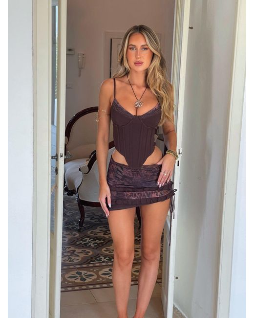 Outcast Brown Nathalie Corset Top Mauve Leopardo