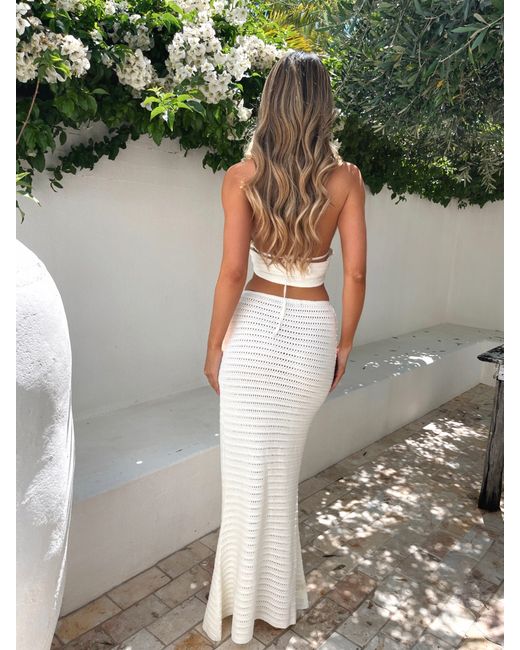 Outcast Green Celeste Maxi Skirt Cream