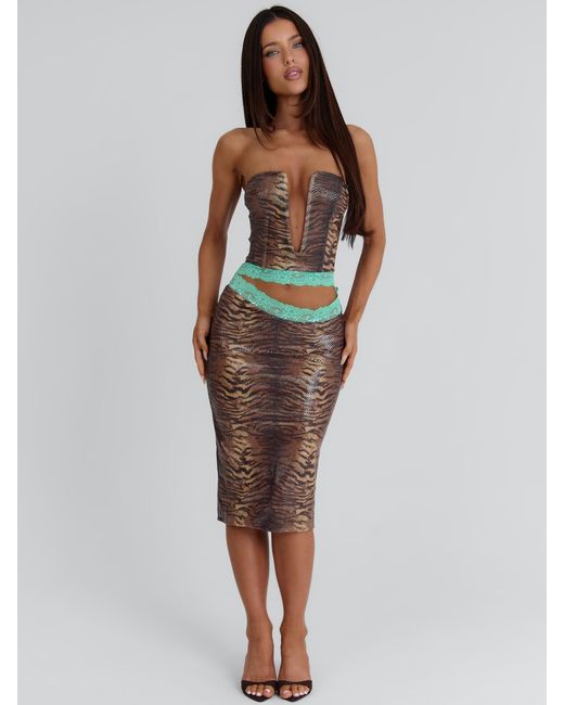 Outcast Brown Emmely Midi Dress Tiger