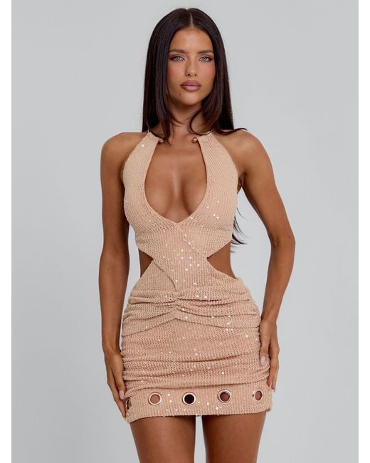 Outcast White Isaline Mini Dress Tan