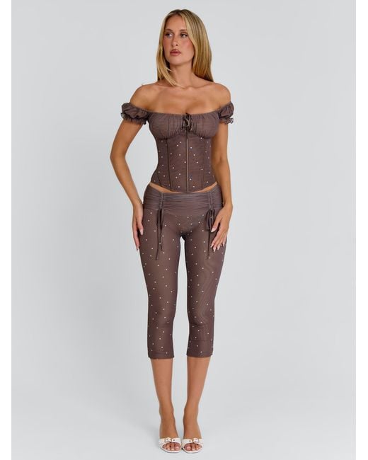 Outcast Purple Corala Capri Pants Polka Dot