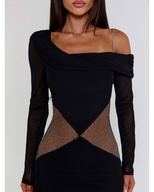 black see through long sleeve dress Insatiable Long Sleeve Mesh Mini Dress Black