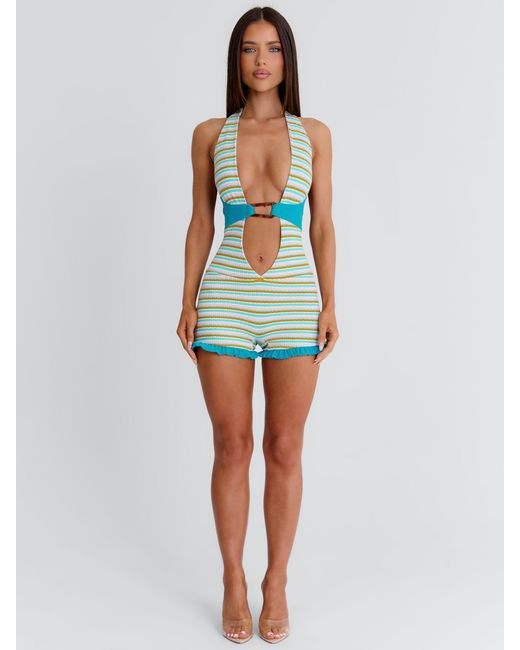 Outcast Green Rosae Playsuit Stripe