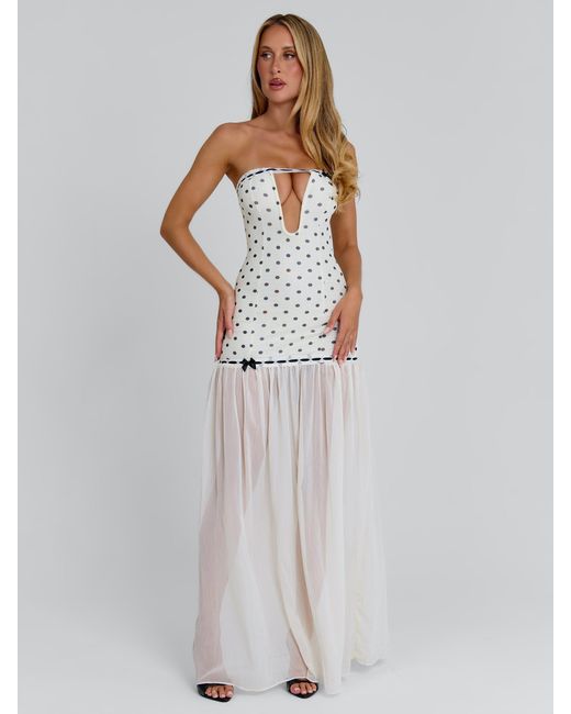 Outcast Gray Giana Maxi Dress Cream Polka Dot