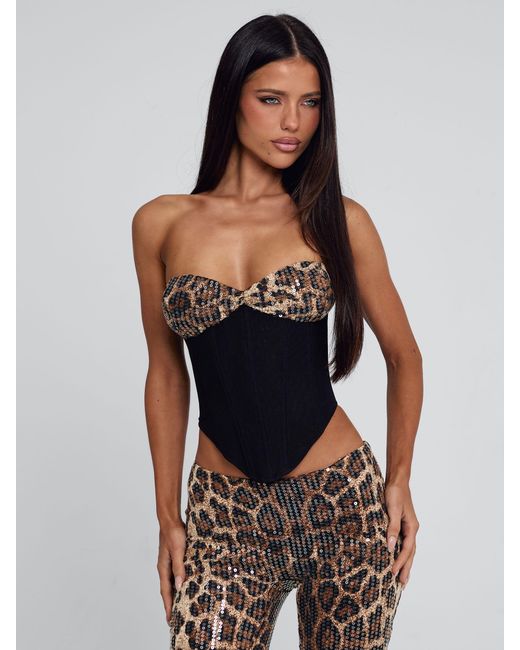 Outcast Metallic Eira Top Leopard Sequin