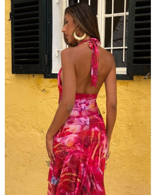 strapless open back dress Calla Polka Dot Gathered Mini Dress