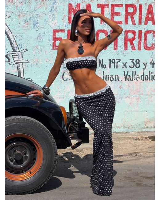 Outcast Blue Cali Maxi Skirt Polka Dot