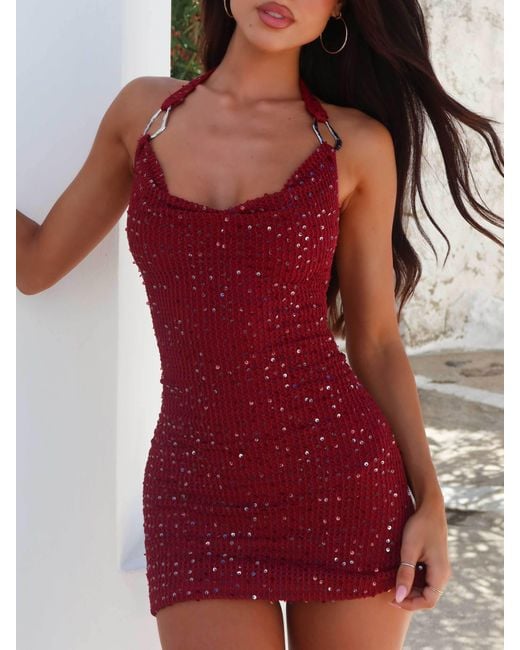 Outcast Red Novela Mini Dress Deep